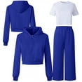 thumbnail image 5 of XAOFW Girls Sets 2 Piece Hooded Fuzzy Tracksuit Comfy Athletic Long Sleeve Solid Color Top Pants Play Stylish Casual Daily Lounging Outfits, 5 of 5