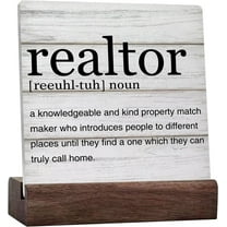 Realtor Gift Realtor Definition Realtor Quotes Desk Decorative Sign Home Office Decor For Desk Table Shelf Ceramic Plaque With Wooden Stand