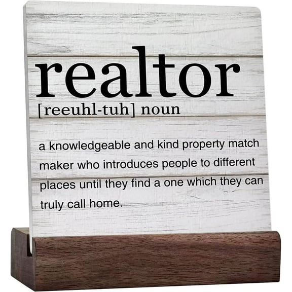 Realtor Gift Realtor Definition Realtor Quotes Desk Decorative Sign Home Office Decor For Desk Table Shelf Ceramic Plaque With Wooden Stand