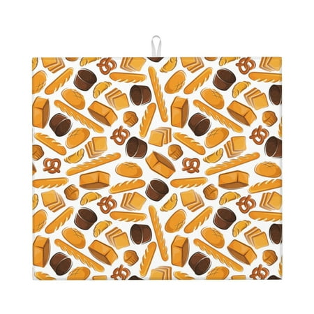 

Vsdgher Coffee Bun Hot Dog Print Dish Drying Mat Kitchen Counter Mat Dish Drying Pad for Dishes Utensils Pots and Pans 16 x 18