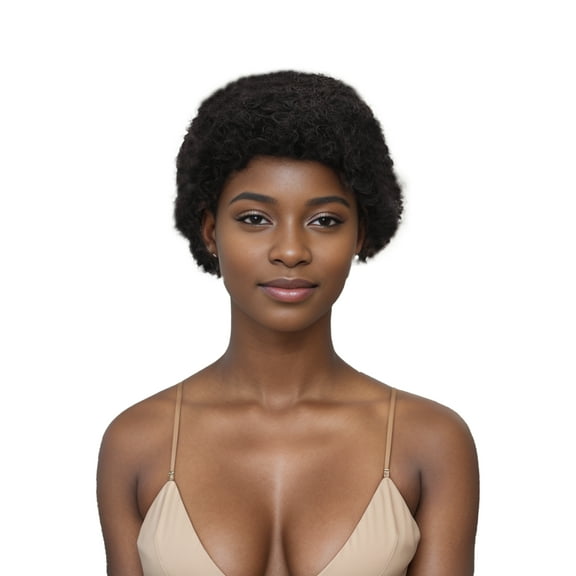 Unique Bargains 1 Pc Straight Short Hair Hair Wig Real Human Hair 3in Human Wig Black for Women