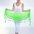 thumbnail image 3 of qelini Belly Dance Skirt for Women Fringe Mini Skirt High Waist Wrap Skirt Coin Embellished Solid Color Summer Skirt, 3 of 3