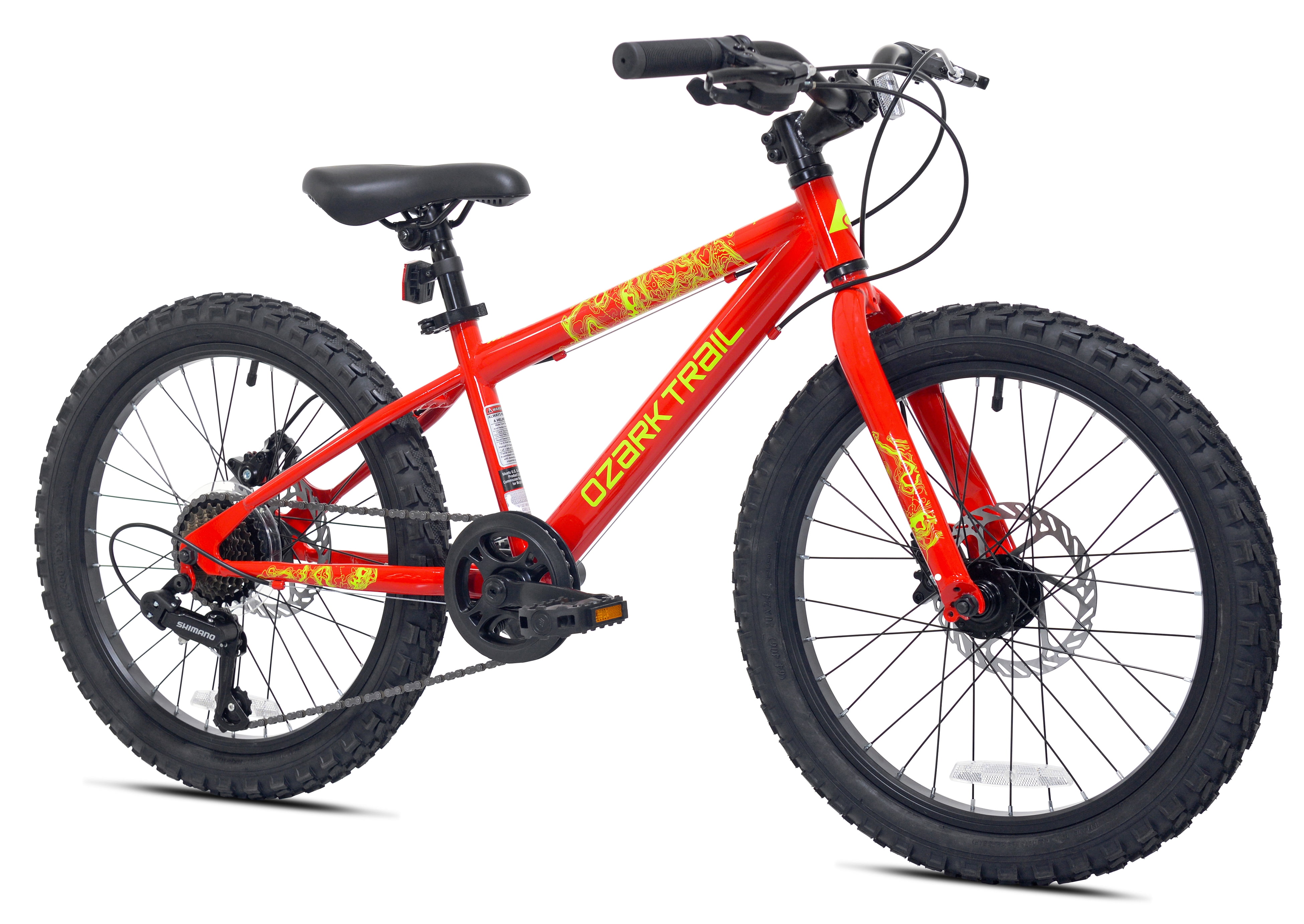 Ozark Trail 20" Mountain Bike, 7 Speed, Fits Rider 3'11"-4'4", Red, Child/Tween/Teen, Unisex, Online Only