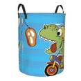 thumbnail image 2 of Balery Dinosaur Riding a Motorcycle Round Laundry Basket with Handles Waterproof Freestanding Laundry Hamper for Clothes Toys in the Dorm and Family-Small, 2 of 8