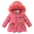 thumbnail image 3 of TAGOLD Girls' Outerwear Jackets 3-8 Years Winter Fleece Lined Thickened Solid Print Coat with Removable Hood, 3 of 5