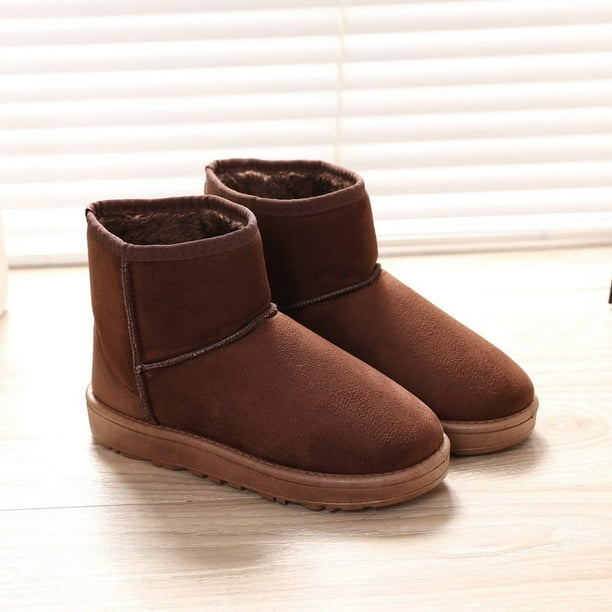 Botas de nieve de invierno para estudiantes femeninas, estilo coreano, cálidas, con forro polar, gruesas, planas, de algodón, botas de nieve de tubo corto de gamuza