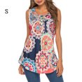 thumbnail image 2 of Qarigey Camiseta sin mangas con botones estampados para mujer, camiseta sin mangas con botones, blusa Prendas para la parte del cuerpo Anillo, Azul, S Qarigey AP002917-11, 2 of 4