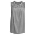 thumbnail image 5 of MIXUE Boho Tops For Women Summer Solid Color Lace Round Neck Sleeveless Fashion Casual Basic Soft Pullover Shirts For Women Tee Shirts Holiday Wear,Gray,S, 5 of 5