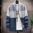 thumbnail image 4 of 2024 Winter Men Sweater Knit Cardigan Fashion Patchwork Stand Collar Mens Slim Casual Zipper Knitted Thick Warm Sweatercoat Man, 4 of 5