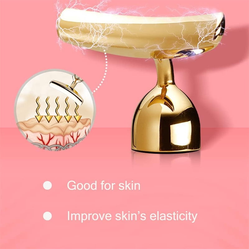 Electric Face Roller Massager, Vibrating Facial Roller for Puffiness, Wrinkles, and Skin Tightening, Eye and Face Massage Tool for Women and Men (Gold)