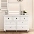 thumbnail image 2 of French Vintage Dresser for Bedroom with 7 Drawers, Vintage Design Wood Drawer Dresser Chest of Drawers for Closet, Living Room, Hallway, Nursery, Kids Bedroom, White, 2 of 9