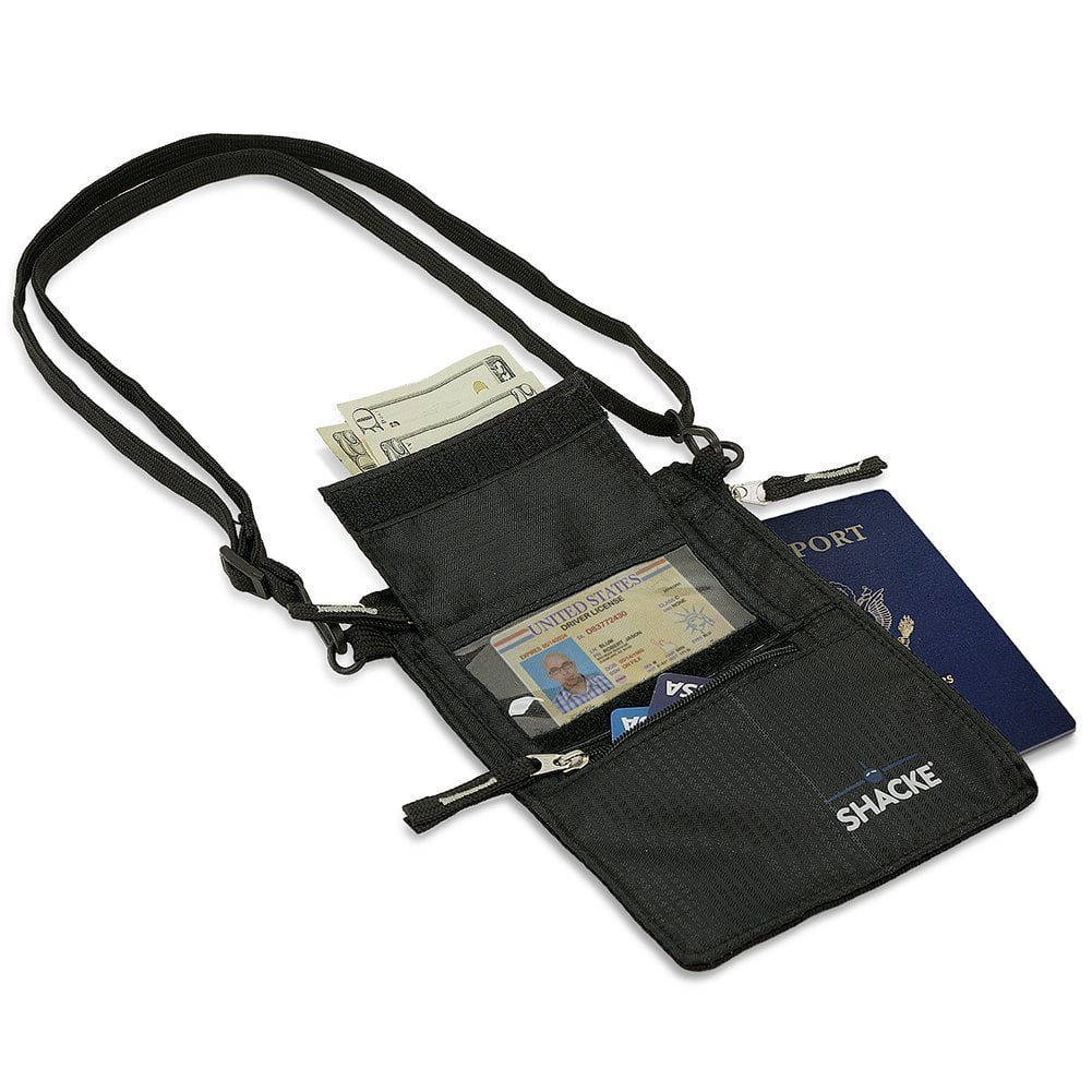 Shacke Hidden Travel Belt Wallet w/ RFID Blocker (Black Neck / Belt Hybrid  Wallet) 