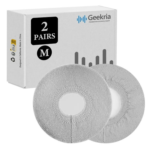 Geekria 2 Pairs Knit Headphones Ear Covers, Washable & Stretchable Sanitary Earcup Protectors for Over-Ear Headset Ear Pads, Sweat Cover for Warm & Comfort (M / Grey)