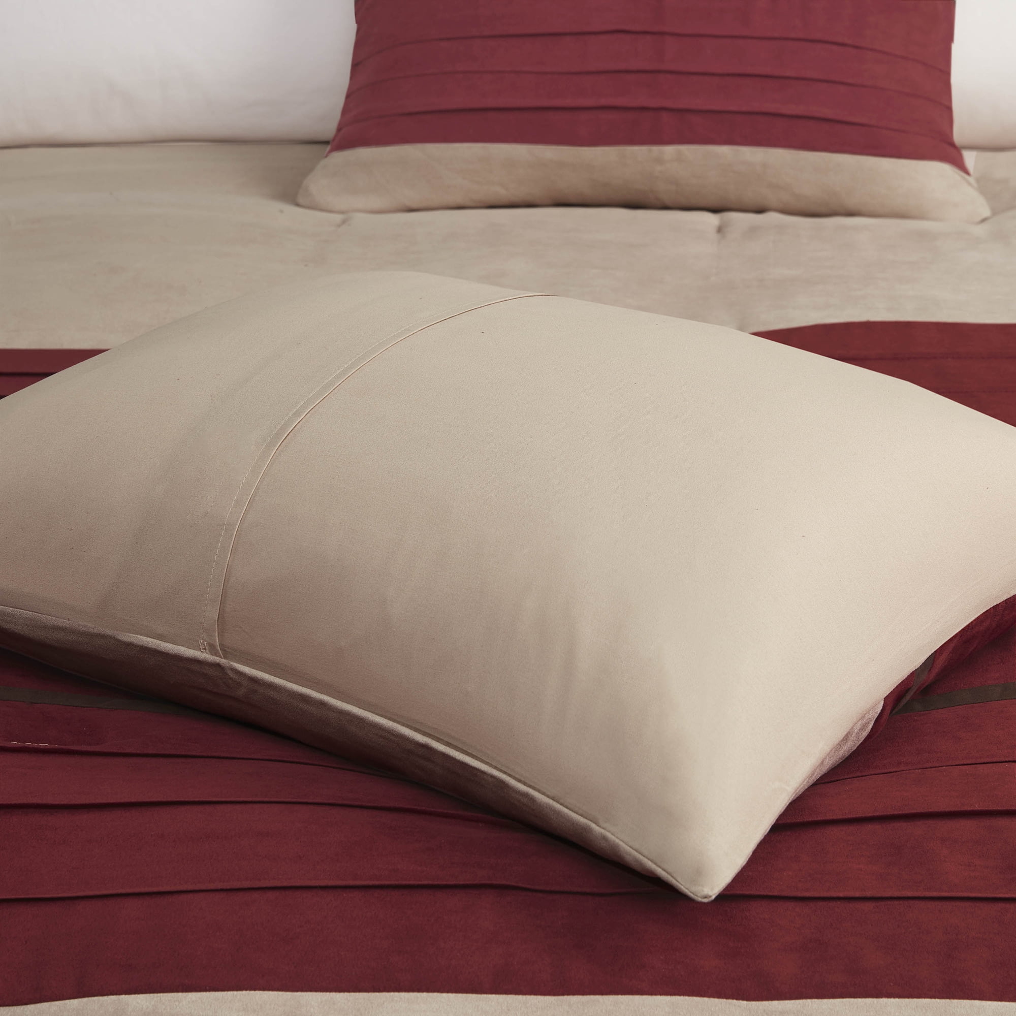 Madison Park Palmer King 7 Piece Faux Suede Comforter Set in Red