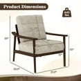 thumbnail image 3 of Gymax Modern Accent Chair Upholstered Leisure Armchair w/ Rubber Wood Armrests & Legs Grey & Dark Brown, 3 of 9