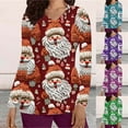 thumbnail image 6 of Women Scrub Top Santa Claus Print V-Neck Shirt, Christmas Holiday Working Uniforms for Nurse, L, 6 of 6