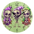 thumbnail image 4 of Skeletons Halloween Style Round Wall Clock Silent Analog Battery Operated Gold Pointer Home Decor 9.84" Diameter, 4 of 11