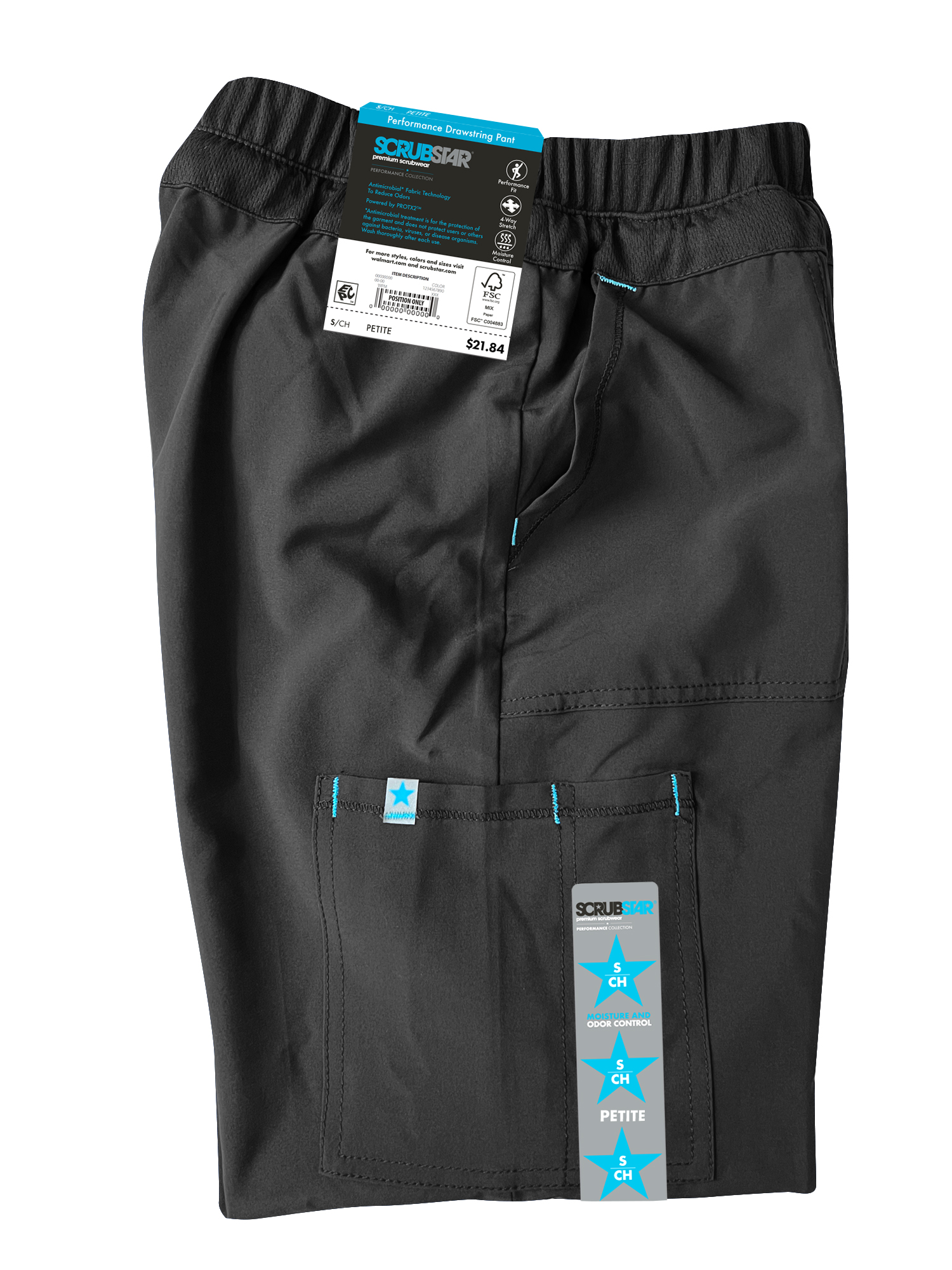 Scrubstar Women's Petite Antimicrobial Premium Performance Drawstring Yoga Scrub Pants