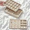 thumbnail image 5 of Jewelry Organizer for Drawer: Velvet Jewelry Trays, Stackable Dividers for Rings, Earrings, Necklaces, Bracelets, Watches, and Vanity Storage(Beige), 5 of 9