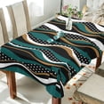 thumbnail image 4 of Abstract Striped Wavy Green Tablecloth 60" x 108" Rectangle Table Cloth Stain-Resistant Dining Table Cover for Home Dinner Party House Decor, 4 of 7