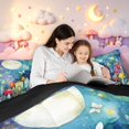 thumbnail image 4 of Homewish Cute Botanical Mushrooms Queen Comforter Set,Moon Stars Butterfly Comforter Sets Queen,Blue,Black Reversible,3 Pieces,1 Comforter and 2 Pillowcases, 4 of 7