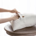 thumbnail image 4 of Phantoscope Farmhouse Triple Button Linen Decorative Throw Pillow, Ivory, 18" x 18", 2 Pack, 4 of 9