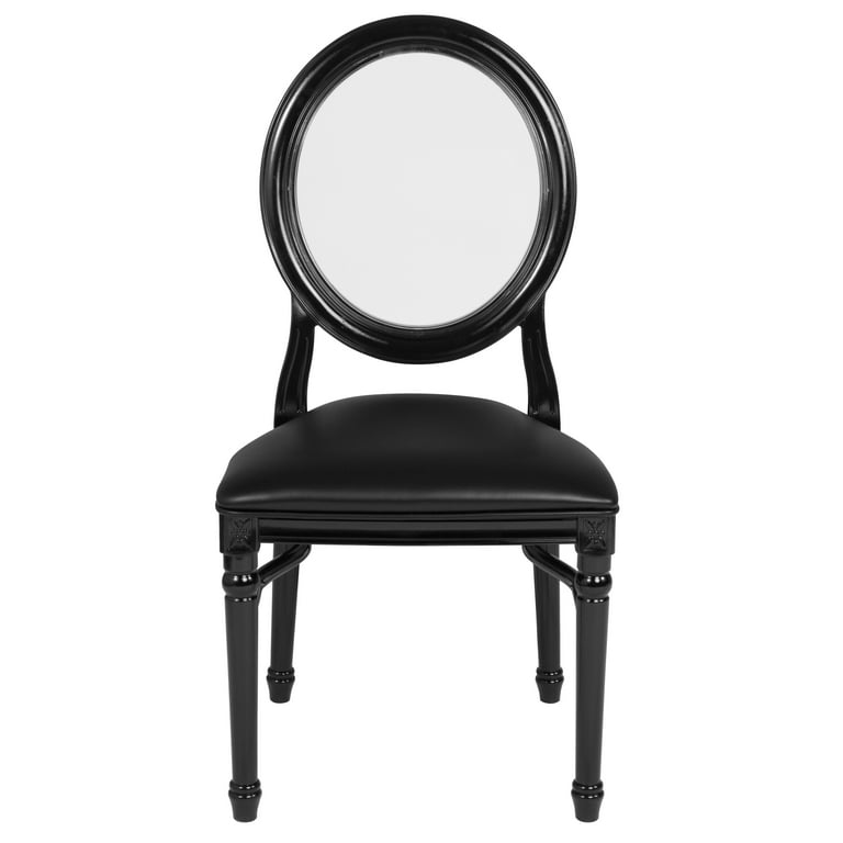 Emma + Oliver King Louis Dining/Desk Chair with Transparent Back, Black  Vinyl Seat/Frame 