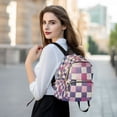 thumbnail image 6 of FORMRS Mini Backpack Purse for Women Travel Daypack Casual Shoulder Bag, Pink and Purple Plaid Pattern, 6 of 7