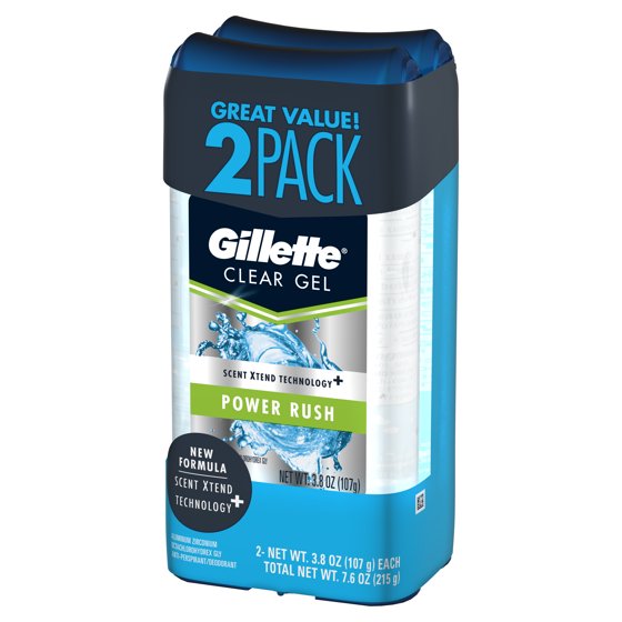 Gillette Gillette Power Rush Clear Gel Men's Antiperspirant and Deodorant 3.8 oz each 2Pack