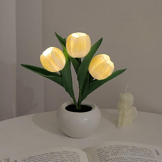 Led Tulip Night Light Simulation Flower Table Lamp Home Decoration Atmosphere Lamp Romantic Potted Gift For Office/room/bar/cafe
