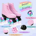 thumbnail image 3 of EONROACOO Pink Roller Skates for Girls Boys, Light up Wheels Teen Kids Skates(Youth 2), 3 of 10