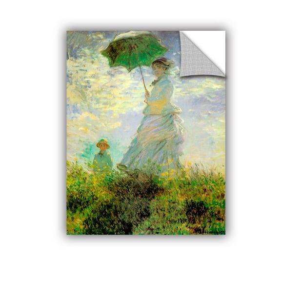 Lady with Umbrella in Field Removable Wall Art Mural