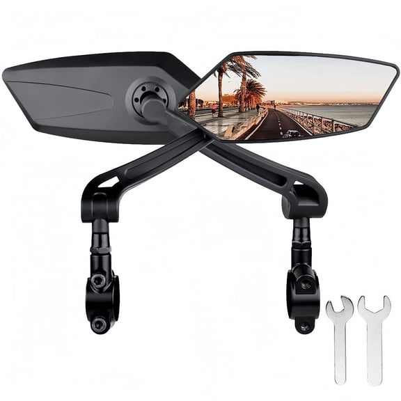 JLETOLI Adjustable 360-Degree Handlebar Bar End Mirror, Black