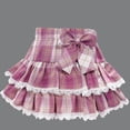 thumbnail image 6 of WIBACKER 1-12 Years Girls Plaid Ruffle Skirt with Lace Trim and Bow High Waist Toddler Kids Trendy Pleated Skirt, 6 of 6