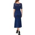 thumbnail image 3 of INSPIRE CHIC Women's Cocktail Dress Lace Fishtail Hem Short Sleeve Bodycon Midi Dress M Dark Blue, 3 of 6