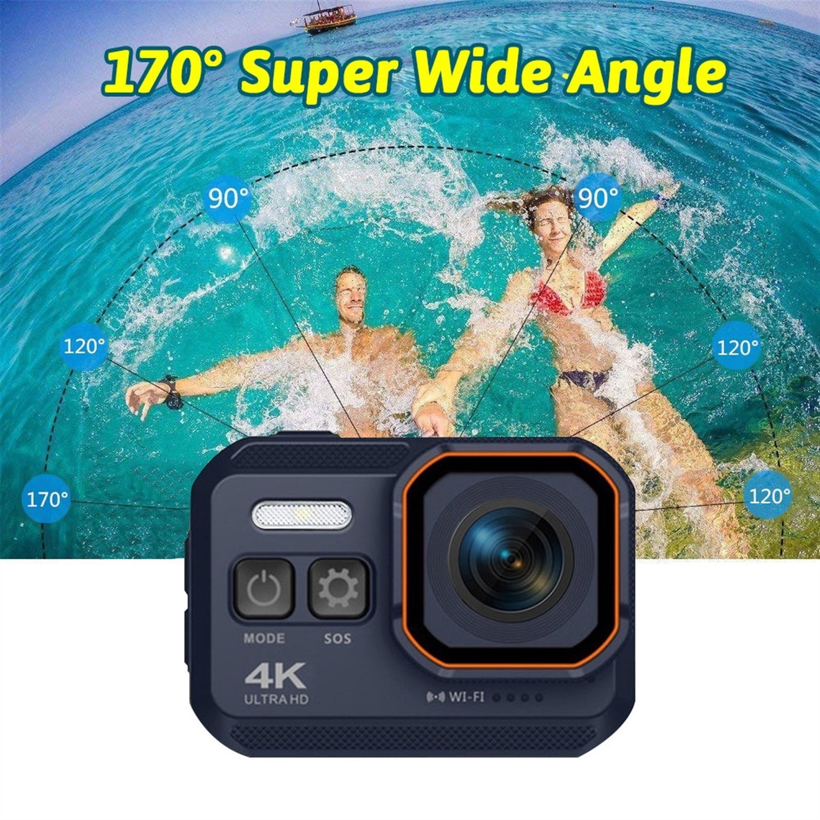 HD 4K Action Camera 170 Degree WiFi 30fps Video Professional Support NightShot Waterproof Diving Camera Case For Video ,Wide USe