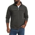 thumbnail image 3 of Mens Mock Neck Sweatshirts with Zipper and Multi-Pockets Fleece Lined Shirts Long Sleeve Solid Color Pullover Thermal Warm Athletic Sweatshirt Tops, 3 of 4