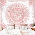thumbnail image 2 of Pink Boho Wall Tapestry for Bedroom, Mandala Hippie Cute Floral Tapestries Teen Girl Room Decor, Bohemian Pink and White Poster Wall Hanging Art Aesthetic for Living Room Dorm, 2 of 9