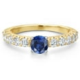 thumbnail image 3 of Gem Stone King 14K Two Tone Gold Blue Created Sapphire and Lab Grown Diamond Engagement Ring for Women | 1.25 Cttw | Round 5MM | Gemstone September Birthstone | Size 6, 3 of 6