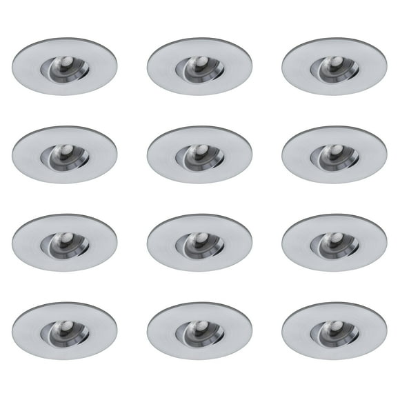 Round 4 inch Satin Chrome LED Recessed Ceiling Down Light - 4000K Cool White - 12 Pack