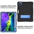thumbnail image 3 of iPad Pro 12.9 inch 4th Generation 2020 Case with PET Screen Protector, Kids Case For iPad Pro 12.9 + Pencil Holder, Heavy Duty Rugged Dropproof Shockproof Case Kickstand Protective Cover, Black+Blue, 3 of 7