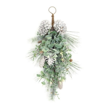 Set Of 2 Pine And Eucalyptus Artificial Christmas Teardrop Swags
