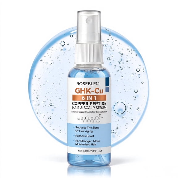 GHK-Cu 6 in 1 Copper Peptide Hair & Scalp Serum with Blue Copper Peptide Formula for Volume & Hair Strength, 60 ml (2.03 fl oz)