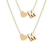 Mother's Day Sale Clearance - Initial Heart Necklace Bracelet Set Gold Plated Initial Necklace A Z 26 Alphabet Letter Dainty Necklace Bracelet For Women