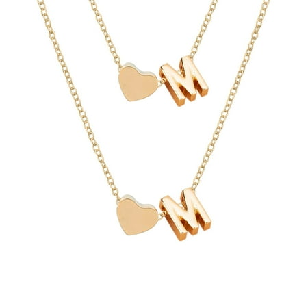 Mother's Day Sale Clearance - Initial Heart Necklace Bracelet Set Gold Plated Initial Necklace A Z 26 Alphabet Letter Dainty Necklace Bracelet For Women
