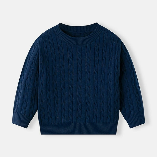 Cowsor Chandail en Tricot Uni pour Enfants Manches Longues Lanterne Décontracté Col Rond