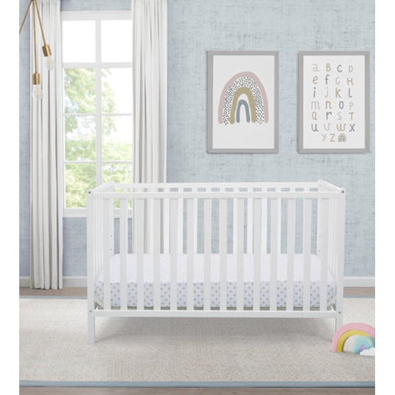 Delta Children Heartland 4-in-1 Convertible Crib, Greenguard Gold Certified, Bianca White