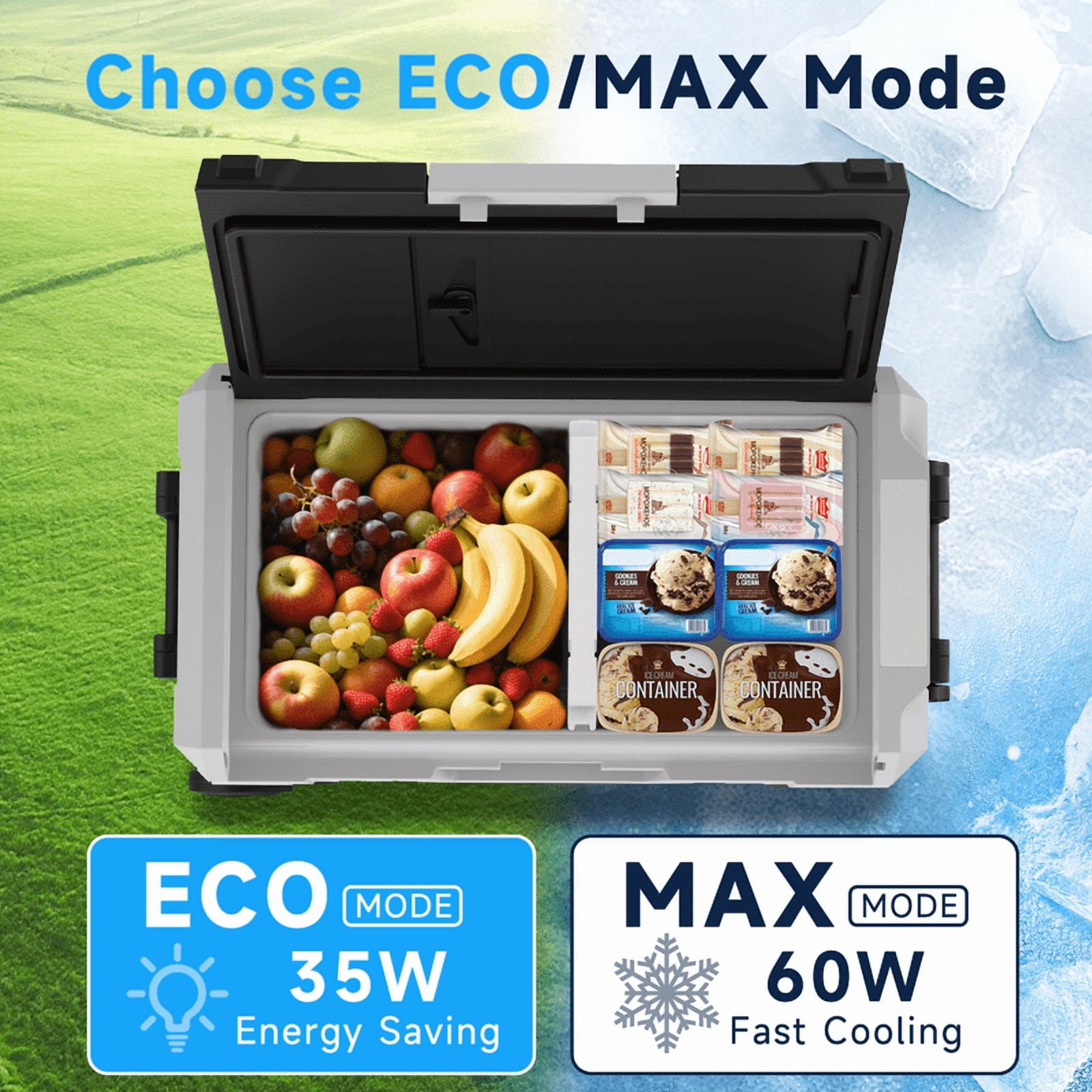 TopAutoGear Car Fridge Portable 12V Refrigerator 47 Quart Electric Cooler with 12/24V DC&110-240V AC for Truck Van RV Camper SUV, Portable Freezer with Wheels for Camping Boat Travel, -4~68°F (35L)