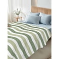 thumbnail image 4 of Sage Green Queen Size Flat Sheet, Wrinkleproof & Fadeproof Cooling Flat Bed Sheet Only, Abstract Geometric Ocean Wave Stripe Breathable Soft Bedding Top Sheets 90 x 102 Inches, 4 of 8