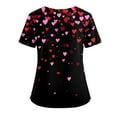 thumbnail image 3 of Womens Valentine Day Scrubs V Neck Nursing Love Heart Print Cute Scrubs Short Sleeve Plus Size Medical Uniforms with Pockets Black S, 3 of 4